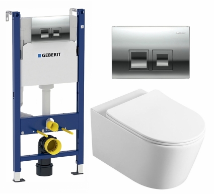 Комплект 3 в 1 инсталляция Geberit Duofix + Унитаз Vincea Cute VT1-24 + кнопка хром