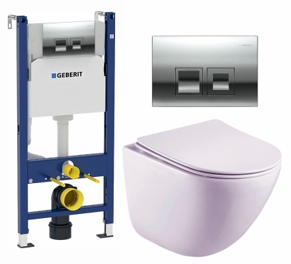 Комплект 3 в 1 инсталляция Geberit Duofix + Унитаз подвесной Esbano Lotus ESUPLOTUW + кнопка хром