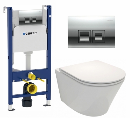 Комплект 3 в 1 инсталляция Geberit Duofix + Унитаз подвесной Jacob Delafon Rodin+ EDY102-00 + кнопка хром