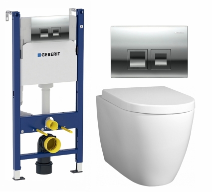 Комплект 3 в 1 инсталляция Geberit Duofix + Унитаз подвесной BelBagno Marino + кнопка хром