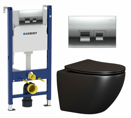 Комплект 3 в 1 инсталляция Geberit Duofix + Унитаз подвесной Ceramica Nova Metropol CN4002MB + кнопка хром