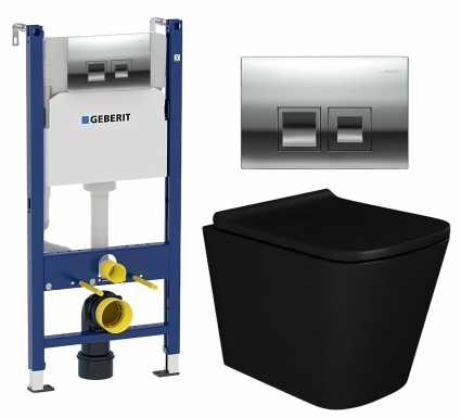 Комплект 3 в 1 инсталляция Geberit Duofix + Унитаз подвесной Enio Binario BL EN4180225 + кнопка хром