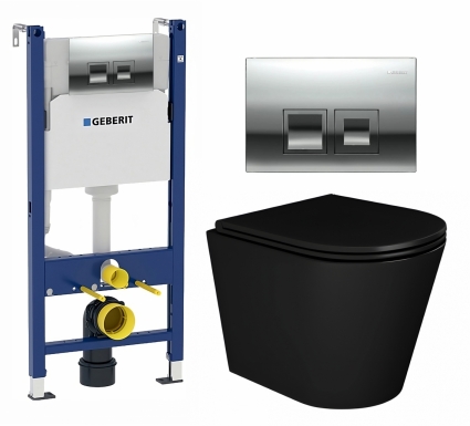 Комплект 3 в 1 инсталляция Geberit Duofix + Унитаз подвесной Enio Cento BL EN4280035 + кнопка хром