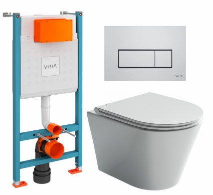 Комплект 3 в 1 инсталляция VitrA V-Fix Core + Унитаз подвесной Ceramica Nova Forma CN3011 + кнопка хром матовый