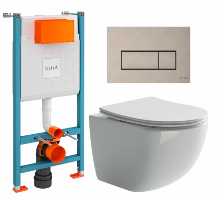 Комплект 3 в 1 инсталляция VitrA V-Fix Core + Унитаз подвесной Ceramica Nova Forma CN3009 + кнопка никель матовая