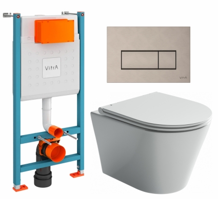 Комплект 3 в 1 инсталляция VitrA V-Fix Core + Унитаз подвесной Ceramica Nova Forma CN3011 + кнопка никель матовая