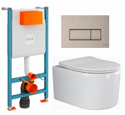 Комплект 3 в 1 инсталляция VitrA V-Fix Core + Унитаз подвесной Ceramica Nova Moments CN3003 + кнопка никель матовая