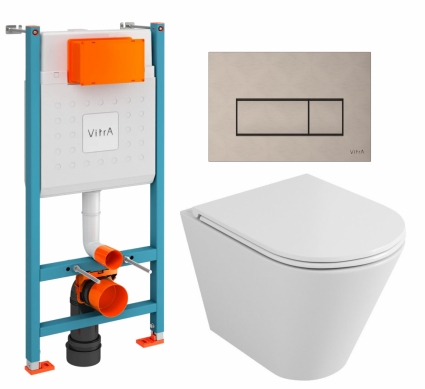Комплект 3 в 1 инсталляция VitrA V-Fix Core + Унитаз подвесной Owl 1975 Ruta-H OWLT190304  + кнопка никель матовая
