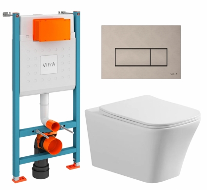 Комплект 3 в 1 инсталляция VitrA V-Fix Core + Унитаз подвесной Vincea Cool VT1-210 + кнопка никель матовая