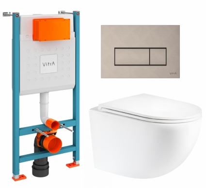 Комплект 3 в 1 инсталляция VitrA V-Fix Core + Унитаз подвесной Enio Unico Tornado 1.0 EN2105073 + кнопка никель матовая