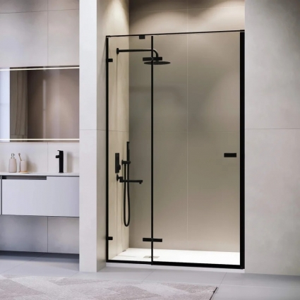 Душевая дверь в нишу RGW Stilvoll SV-004-B 1400х2000 профиль черный, стекло прозрачное, распашная