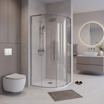 Душевой уголок Niagara Nova NG-6627-34 100x100, профиль хром, стекло прозрачное, полукруглый, двери раздвижные