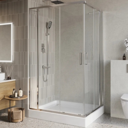 Душевой уголок BelBagno Luce AH-22-150/110-C-Cr стекло прозрачное прямоугольный, двери раздвижные