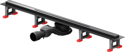 Душевой трап (лоток) Am.Pm MasterFlow Slim line 80 см, черный матовый, в пол, выпуск боковой