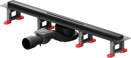 Душевой трап (лоток) Am.Pm MasterFlow Slim line 60 см, черный матовый, в пол, выпуск боковой