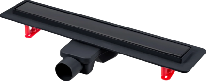 Душевой трап (лоток) Berges Wasserhaus Optim Line Black 095506 60 см, матовый черный, в пол, выпуск боковой