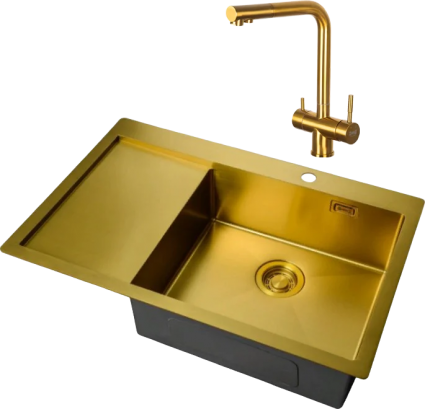 Комплект Мойка кухонная Zorg Light ZL R 780510-R BRONZE + Смеситель Inox SZR-7039 BRONZE бронза брашированная, прямоугольная