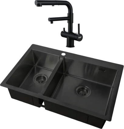 Комплект Мойка кухонная Zorg Light ZL R 780-2-510-R GRAFIT + Смеситель Sanitary SZR-3216 Grafit графит брашированная, прямоугольная