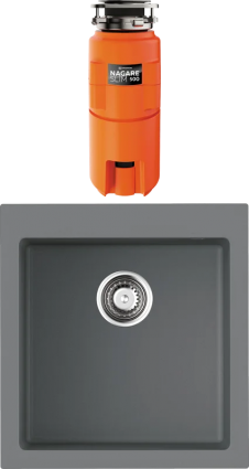 Комплект Мойка кухонная Omoikiri Bosen 47-GR leningrad grey + Измельчитель Nagare slim 500 матовая, прямоугольная