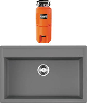 Комплект Мойка кухонная Omoikiri Daisen 77-GR leningrad grey + Измельчитель Nagare slim 1250 матовая, прямоугольная