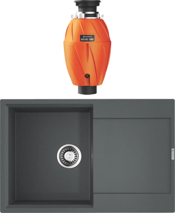 Комплект Мойка кухонная Omoikiri Daisen 78T-GR leningrad grey + Измельчитель Nagare 1000 матовая, прямоугольная