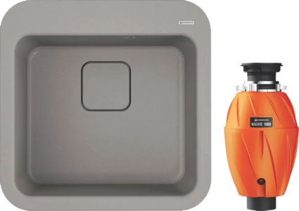 Комплект Мойка кухонная Omoikiri Tasogare 51 leningrad grey + Измельчитель Nagare 1000 матовая, квадратная