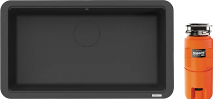 Комплект Мойка кухонная Omoikiri Tarento 83-GB графит + Измельчитель Nagare slim 500 матовая, прямоугольная