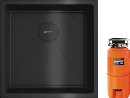Комплект Мойка кухонная Omoikiri Taki 44-U/IF-GB графит + Измельчитель Nagare slim 500 брашированная, квадратная