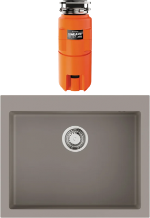 Комплект Мойка кухонная Omoikiri Bosen 57A-GR leningrad grey + Измельчитель Nagare slim 1250 матовая, прямоугольная