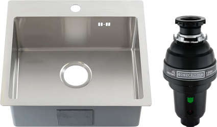 Комплект Мойка кухонная Melana R48544H сатин + Измельчитель Bone Crusher BC 1000-AS прямоугольная,  в современном стиле