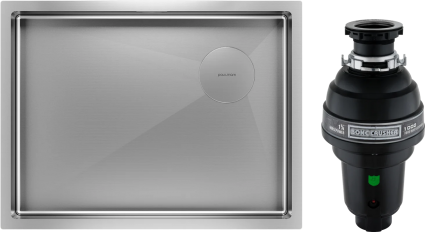 Комплект Мойка кухонная Paulmark Next-Skew PM885844-BS брашированная сталь + Измельчитель Bone Crusher BC 1000-AS прямоугольная,  в современном стиле