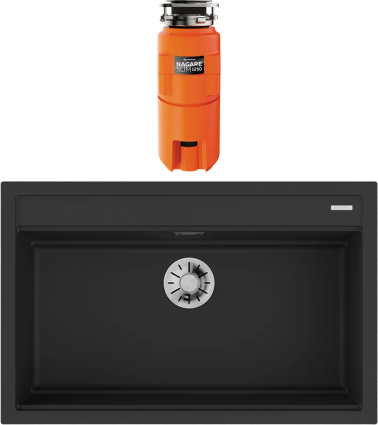 Комплект Мойка кухонная Omoikiri Kitagawa 79-LB-GB графит + Измельчитель Nagare slim 1250 матовая, прямоугольная