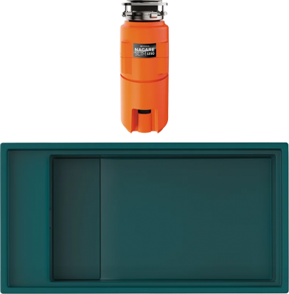 Комплект Мойка кухонная Omoikiri Kinaru 86-U/I-DO deep ocean + Измельчитель Nagare slim 1250 матовая, прямоугольная