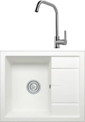 Комплект Мойка кухонная Tolero Classic R-107 туман + Смеситель MEGA City MG- ZRV104 хром матовая, прямоугольная