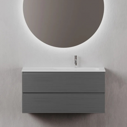 Тумба с раковиной Sancos Folk 100 R grey soft, подвесная, матовая