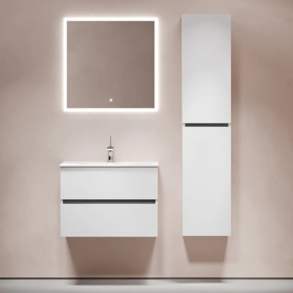 Мебель для ванной комнаты Sancos Urban 70 белый глянец, раковина белая, подвесная, с ящиками