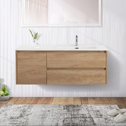 Тумба с раковиной BelBagno Kraft 120 R, 2 ящика, дверца, rovere nebrasca nature, подвесная, матовая