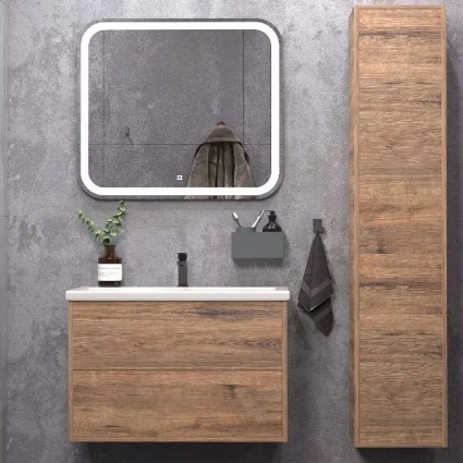 Мебель для ванной комнаты Sanstar Siva 70 подвесная, дуб веллингтон табак, Como 70, матовая, с ящиками