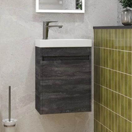 Тумба с раковиной Art&Max Family-M 40 подвесная, iron stone, с дверцей, матовая