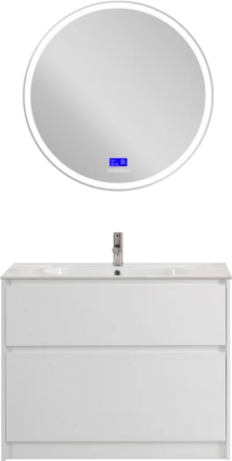 Мебель для ванной комнаты BelBagno Kraft 100 напольная, bianco opaco, раковина LOV-1000-LVB, матовая, с ящиками