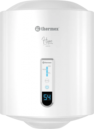 Накопительный водонагреватель Thermex Hope 111386 30 V Slim ТЭН, белый, с индикатором нагрева, с дисплеем