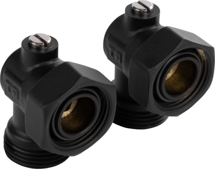 Узел нижнего подключения Royal Thermo 3/4"x3/4" евроконус, угловой, черный