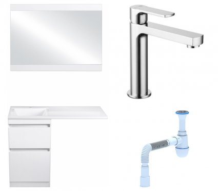 Комплект: Мебель для ванной Style Line Даллас 110 Люкс Plus + Смеситель Lemark plus Grace LM1537C + Сифон АниПласт