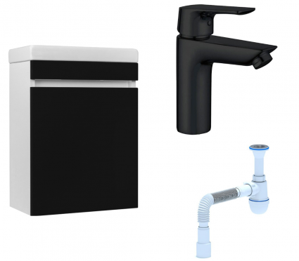 Комплект: Тумба с раковиной Style Line Compact 40 Люкс + Смеситель Aquanet Static AF330-10B + Сифон АниПласт