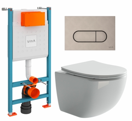 Комплект 3 в 1 инсталляция VitrA V-Fix Core + Унитаз подвесной Ceramica Nova Forma CN3009 + кнопка никель матовая