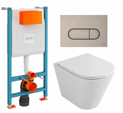 Комплект 3 в 1 инсталляция VitrA V-Fix Core + Унитаз подвесной Owl 1975 Ruta-H OWLT190304 + кнопка никель матовая