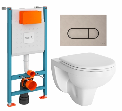 Комплект 3 в 1 инсталляция VitrA V-Fix Core + Унитаз подвесной Berges Wasserhaus Gamma 081105 + кнопка никель матовая
