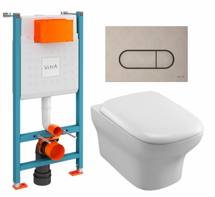 Комплект 3 в 1 инсталляция VitrA V-Fix Core + Унитаз подвесной Jacob Delafon Vox EDM102-00 + кнопка никель матовая