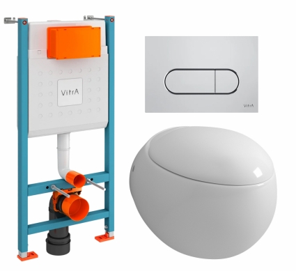 Комплект 3 в 1 инсталляция VitrA V-Fix Core + Унитаз подвесной Grossman GR-4442 + кнопка хром матовая