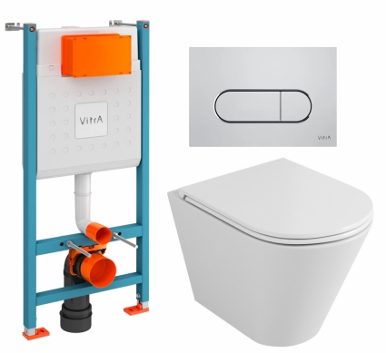 Комплект 3 в 1 инсталляция VitrA V-Fix Core + Унитаз подвесной Owl 1975 Ruta-H OWLT190304 + кнопка хром матовая